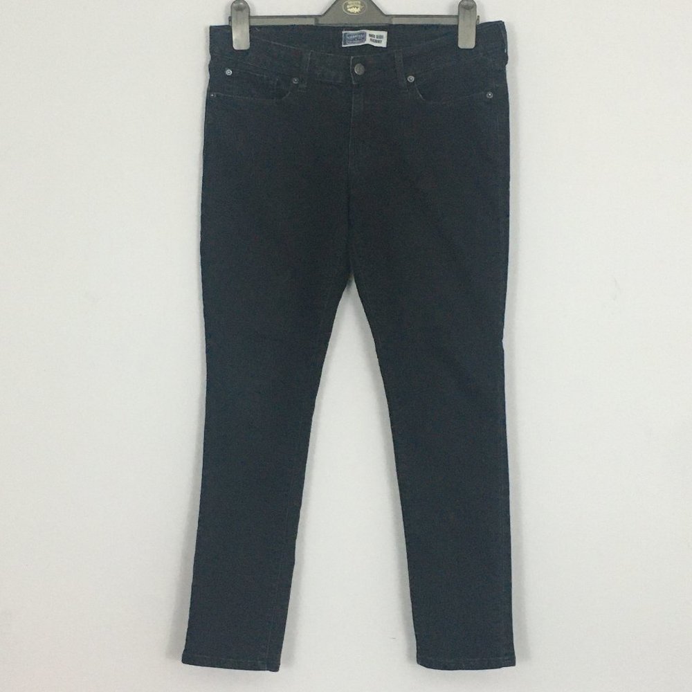 Levis Womens 10 Black Studded Embroidered Mid Rise Cotton Blend Skinny Jeans